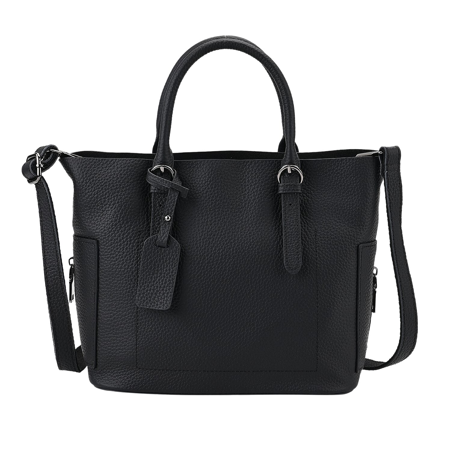 Closeout Deal Black Genuine Leather Crossbody Bag (9.84"x5.12"x8.66') with Adjustable Shoulder Strap
