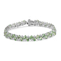 D'Joy Tsavorite Garnet and White Zircon 14.75 ctw Bracelet in Rhodium Over Sterling Silver (7.25 In) - Sticky add to cart bar