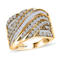 TLV Luxuriant Lab Grown Diamond (G-H, SI) Fluid Wave Ring in 18K Vermeil YG Over Sterling Silver (Size 10.0) 1.80 ctw
