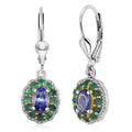 D'Joy Premium Tanzanite and Kagem Zambian Emerald 1.50 ctw Lever Back Earrings in 18K Vermeil YG and Rhodium Over Sterling Silver - Sticky add to cart bar