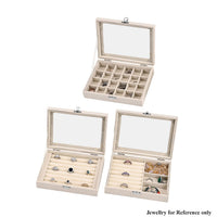 Set of 3 Blue Velvet and MDF Jewelry Box (7.87“x5.90“x2“)