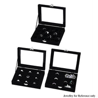 Set of 3 Blue Velvet and MDF Jewelry Box (7.87“x5.90“x2“)