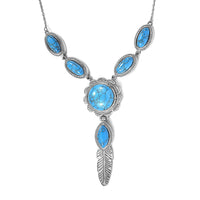 Blue Howlite 33.70 ctw Necklace 18 Inches in Stainless Steel