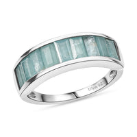 Grandidierite 2.15 ctw Band Ring in Rhodium Over Sterling Silver (Size  10.0)