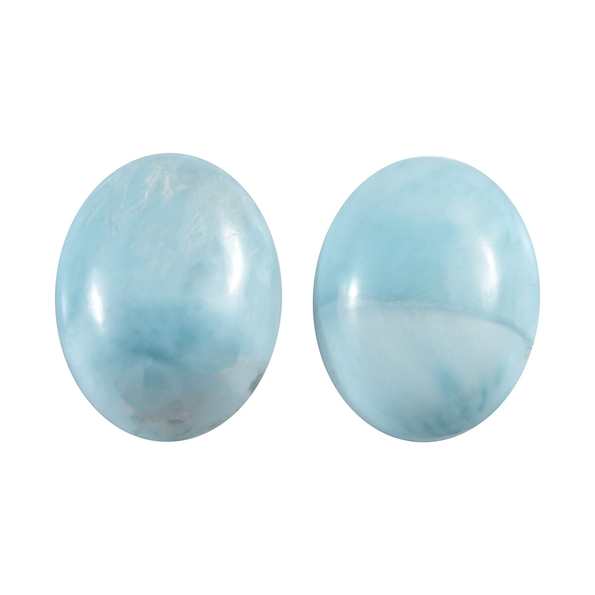 Larimar Set of 2 (Ovl 9x7mm) 3.81 ctw Loose Gemstone