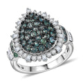 Narsipatnam Alexandrite and Moissanite 2.20 ctw Cushion Shape Ring in Rhodium Over Sterling Silver (Size 10.0) - Sticky add to cart bar