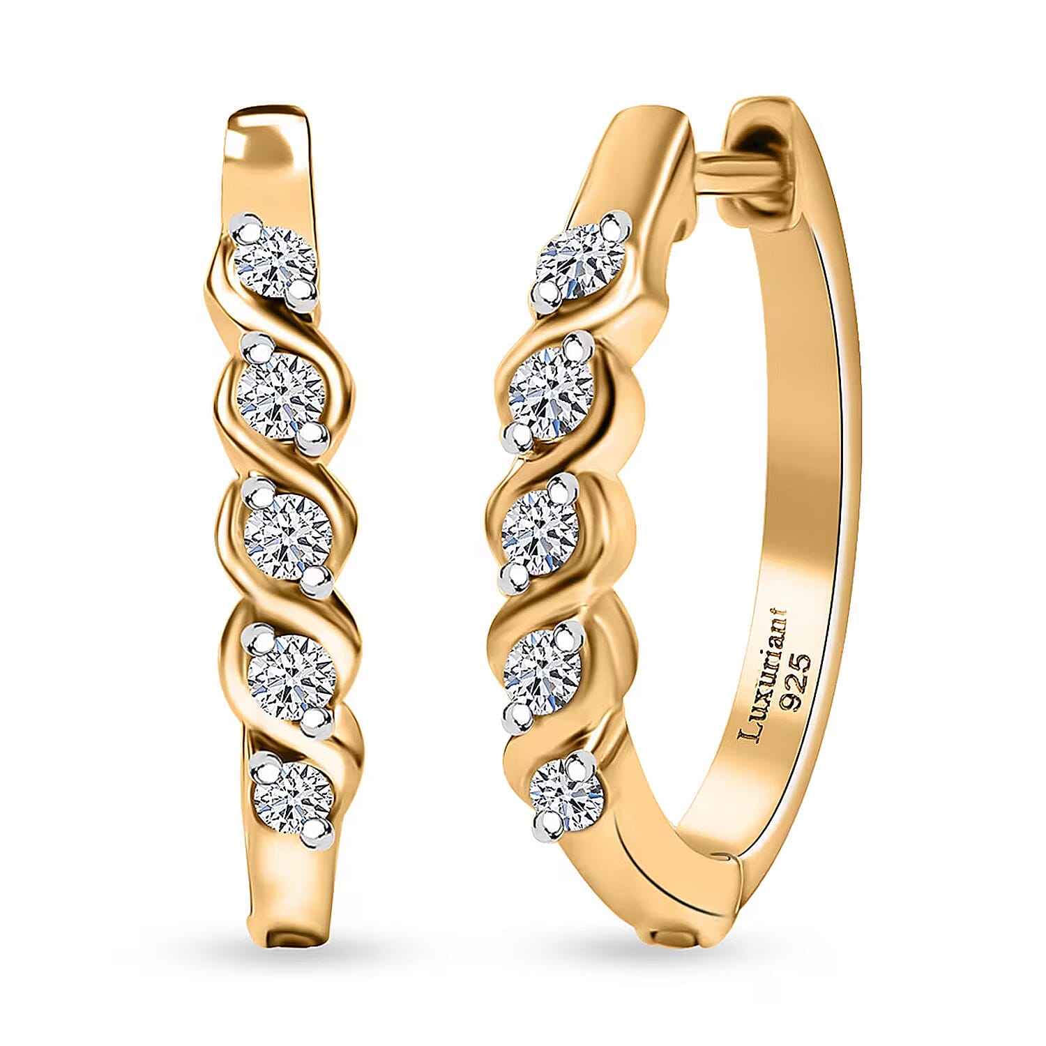 Luxuriant Lab Grown Diamond VS 0.30 ctw Earrings in 18K Vermeil Yellow Gold Over Sterling Silver (Del. In 10-12 Days)