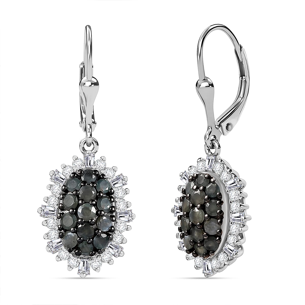 TLV Narsipatnam Alexandrite, Moissanite Cushion Shape Earrings in Rhodium Over Sterling Silver 2.30 ctw