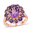 AAA Rose De France Amethyst, Multi Gemstone Ring in 18K Vermeil RG Over Sterling Silver (Size 10.0) 8.20 ctw - Sticky add to cart bar