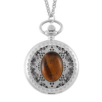 Strada Lapis Lazuli Japanese Movement Floral Pocket Watch With Chain (36 In) (46.7mm) 18.00 ctw