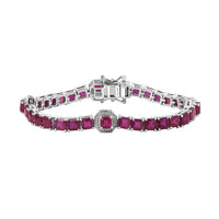 TLV Niassa Ruby (FF) Bracelet in Rhodium Over Sterling Silver (6.50 In) 18.35 ctw