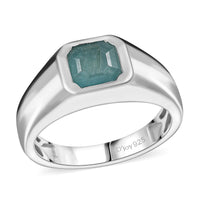 Grandidierite 1.75 ctw Men's Ring in Rhodium Over Sterling Silver