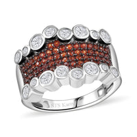 Karis Premium Mozambique Garnet and White Zircon 1.70 ctw Bubbles Ring in Platinum Bond (Size 10.0)