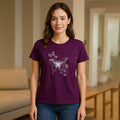 Purple Butterfly Crystal Bejeweled and Lace Bat Wing Short Sleeve Shirt Working - One Size Fits Most - Sticky add to cart bar