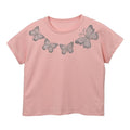 Pink Butterfly Crystal Bejeweled Bat Wing Short Sleeve Shirt Working - One Size Fits Most - Sticky add to cart bar