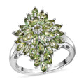 Natural Green Apatite Floral Spray Ring in Rhodium Over Sterling Silver (Size 9.0) 3.20 ctw - Sticky add to cart bar