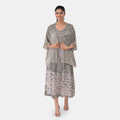 TAMSY Tan Smocked Sleeveless Dress with Kimono Twinset - One Size Fits Most - Sticky add to cart bar