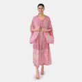 TAMSY Tan Smocked Sleeveless Dress with Kimono Twinset - One Size Fits Most - Sticky add to cart bar