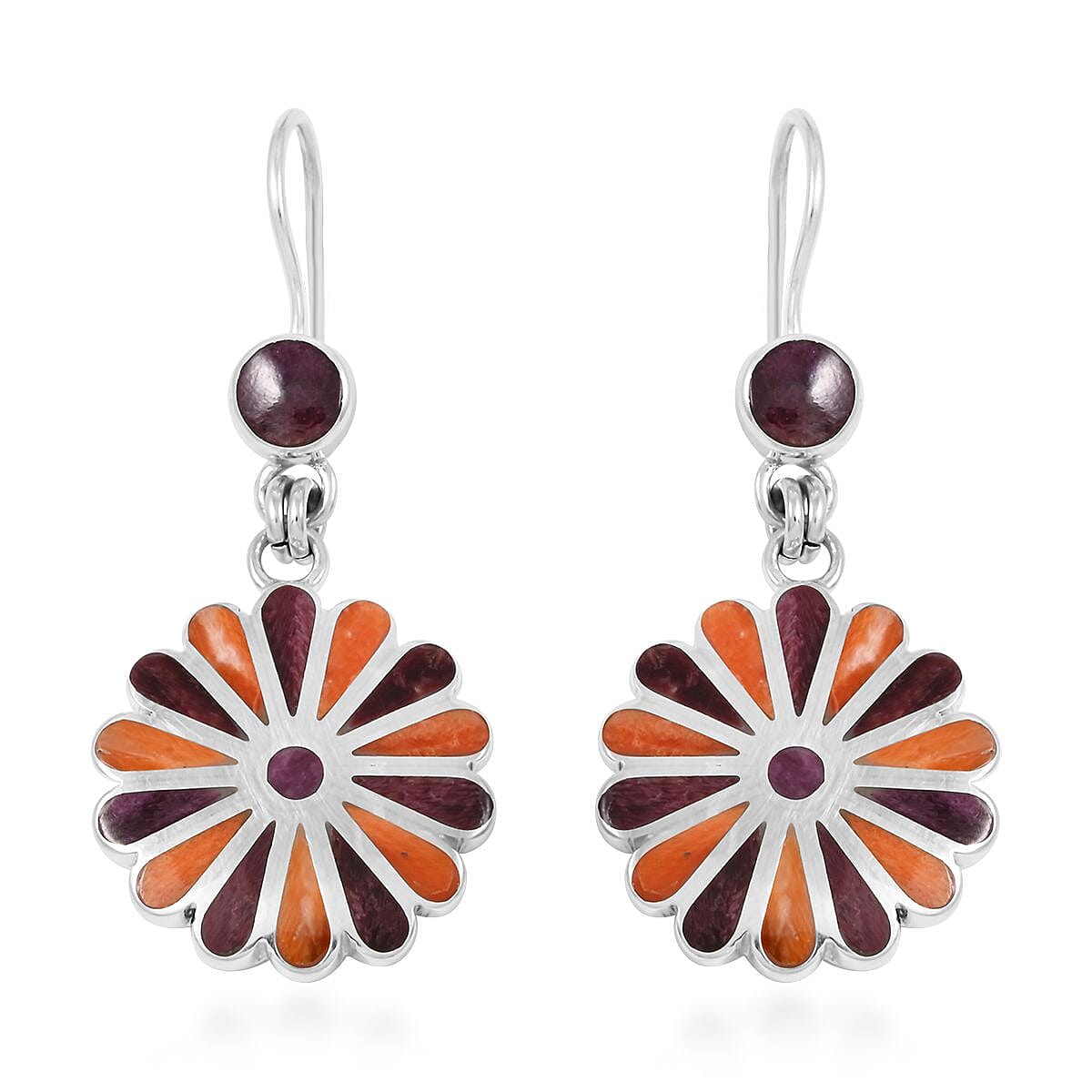 Peruvian Artistry Multi Gemstone 2.00 ctw Flower Earrings in Sterling Silver