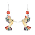 Peruvian Artistry Multi Gemstone 1.50 ctw Brave Hummingbird Earrings in Sterling Silver - Sticky add to cart bar