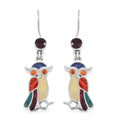 Peruvian Artistry Multi Gemstone 1.50 ctw Owl Earrings in Sterling Silver - Sticky add to cart bar