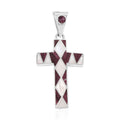 Peruvian Artistry Multi Gemstone White and Purple 0.80 ctw Small Cross Pendant without Chain in Sterling Silver - Sticky add to cart bar