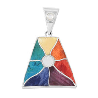 Peruvian Artistry Multi Gemstone 1.30 ctw Inti Raymi Pendant without Chain in Sterling Silver