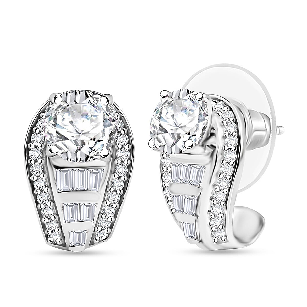 D'Joy Moissanite 2.80 ctw Earrings in Rhodium Over Sterling Silver