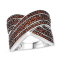 Karis Premium Mozambique Garnet 1.30 ctw Infinity Cross Ring in Platinum Bond (Size 10.0) - Sticky add to cart bar