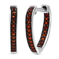 Premium Mozambique Garnet 6.30 ctw Love Hoop Earrings in Platinum Over Sterling Silver - Sticky add to cart bar