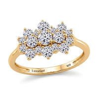 Luxuriant Lab Grown Diamond (G-H, SI) Boat Shaped Ring in 18K Vermeil YG Over Sterling Silver (Size 10.0) 1.00 ctw