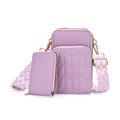 Set of 2Pcs Purple Faux Leather Crossbody Bag (4.53"x2.36"x6.89") with Card Holder (2.95"x4.53") - Sticky add to cart bar