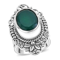 Bali Legacy Verde Onyx Floral Ring in Sterling Silver (Size 10.0) 7.50 ctw