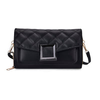 Black Faux Leather Crossbody Bag (7.87"x1.97"x4.72")