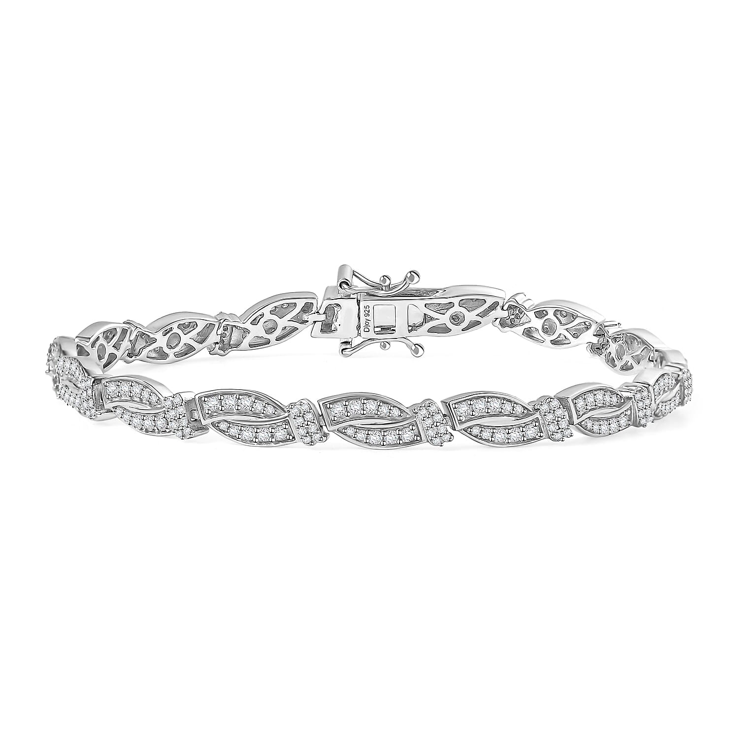 D'Joy Diamond Bracelet in Rhodium Over Sterling Silver (7.25 In) 2.00 ctw