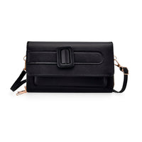 Black Faux Leather Crossbody Bag (7.87"x1.97"x4.72") with Adjustable Shoulder Strap