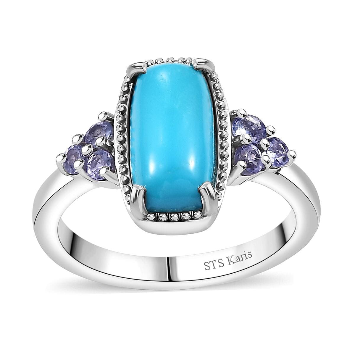 Karis Premium Sleeping Beauty Turquoise, Tanzanite Ring in Platinum Bond (Size 10.0) 2.70 ctw