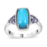 Karis Premium Sleeping Beauty Turquoise, Tanzanite Ring in Platinum Bond (Size 10.0) 2.70 ctw