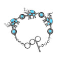 D'Joy Indian Artisan Crafted Sleeping Beauty Turquoise 5.50 ctw Majestic Elephants Bracelet in Sterling Silver (6.50-8.0In) - Sticky add to cart bar