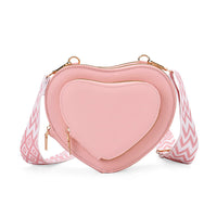 Black Heart Shape Faux Leather Crossbody Bag (7.87"x1.97"x4.72") with Adjustable Shoulder Strap