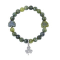 Connemara Marble and White Austrian Crystal Stretch Charm 102.00 ctw Bracelet in Silvertone - Sticky add to cart bar