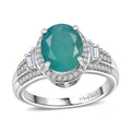 Premium Grandidierite, Moissanite Ring in Rhodium Over Sterling Silver (Size 10.0) 3.65 ctw - Sticky add to cart bar