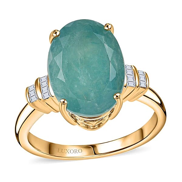 Luxoro 10K Yellow Gold Premium Grandidierite, Diamond (G-H, I2) Ring (Size 5.0) 6.20 ctw