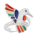 Multi Gemstones Humming Bird Adjustible Ring in Sterling Silver 1.00 ctw - Sticky add to cart bar
