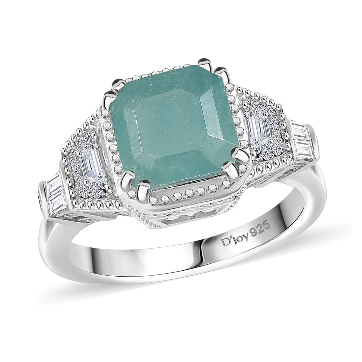 Grandidierite and White Zircon 3.40 ctw Ring in Rhodium Over Sterling Silver (Size 10.0)