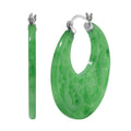 Green Jade 45.00 ctw Carved Crescent Earrings in Rhodium Over Sterling Silver - Sticky add to cart bar