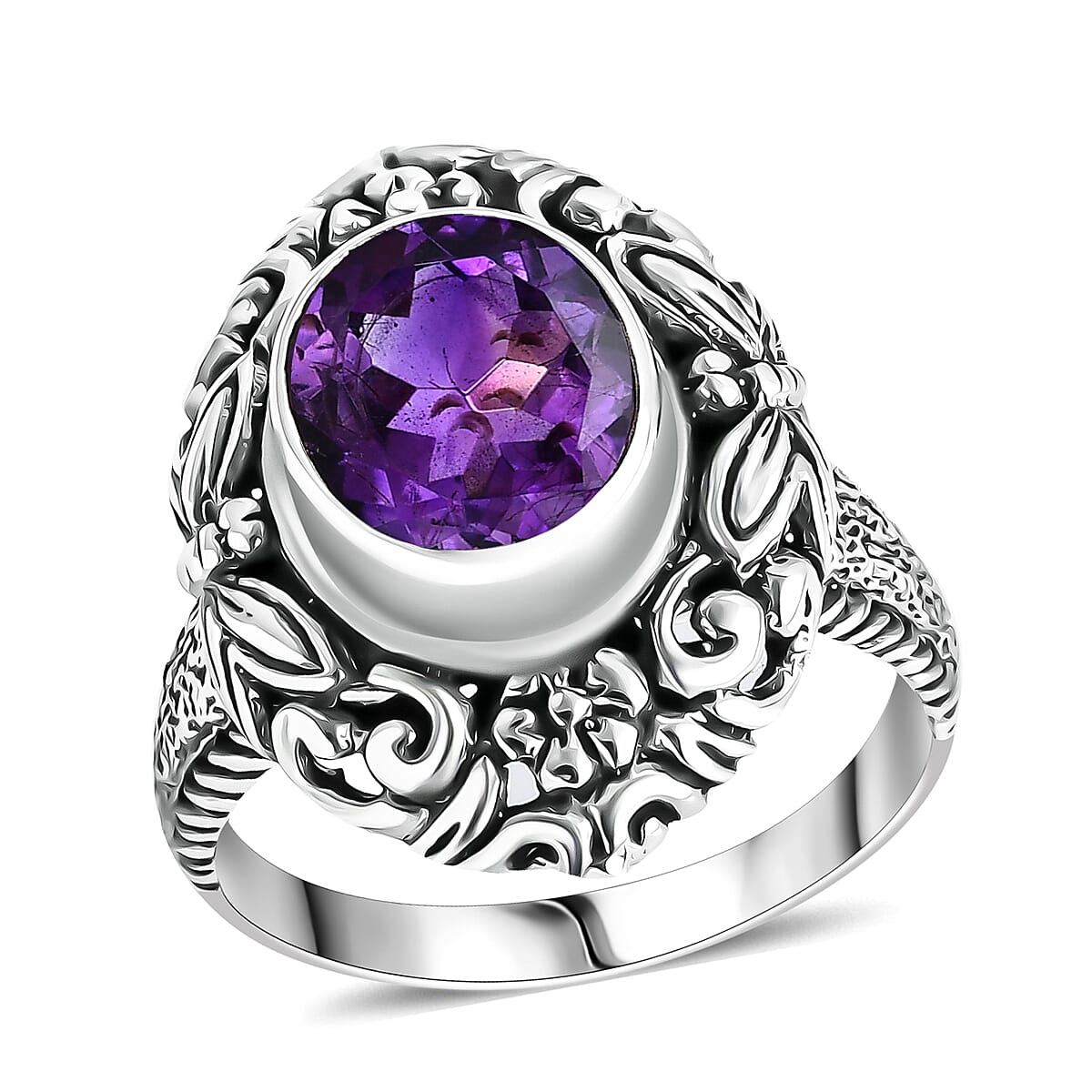 Bali Legacy Moroccan Rose Flower with Dragonfly Ring in Sterling Silver (Size 10.0) 4.60 ctw