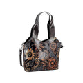 Vivid by Sukriti Dark Grey Colorful Poppy Hand Painted 100% Genuine Leather Tote Bag - Sticky add to cart bar