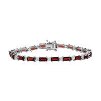 Mozambique Garnet and White Zircon 12.75 ctw Bracelet in Rhodium Over Sterling Silver (7.25 In)