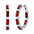 D'Joy Mozambique Garnet and White Zircon 7.20 ctw Hoop Earring in Rhodium Over Sterling Silver - Sticky add to cart bar